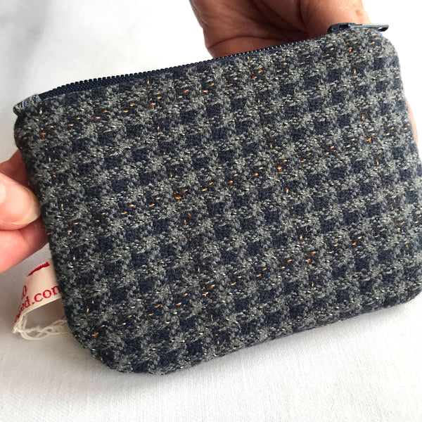 Blue and grey tweed purse - the reverse side