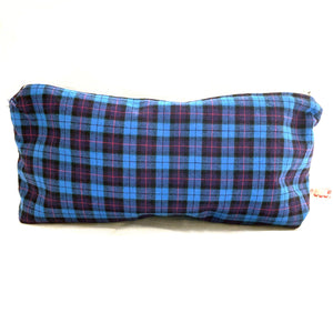 Blue check cosmetic bag