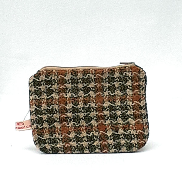 Handmade small cosmetic bag brown check