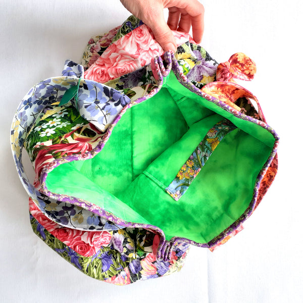 Handmade floral fabric handbag