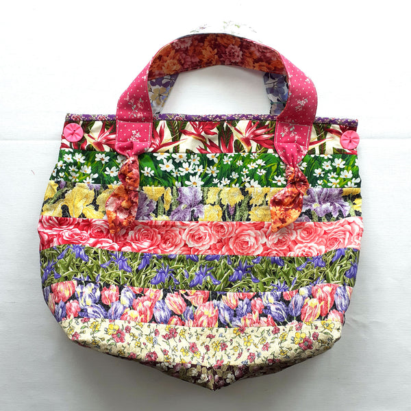 Handmade floral fabric handbag
