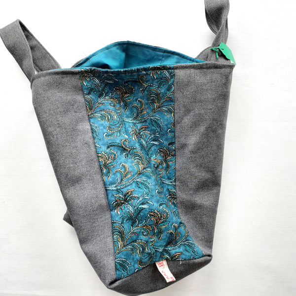 Handmade grey and turquoise bag