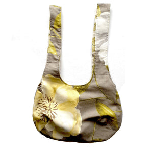 Handmade grey floral shoulder bag