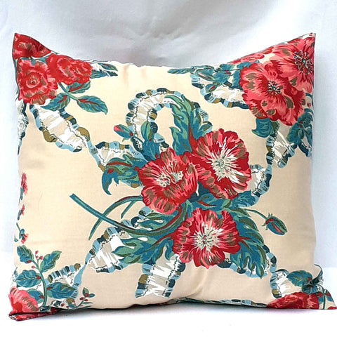 Handmade envelope cushion with floral design