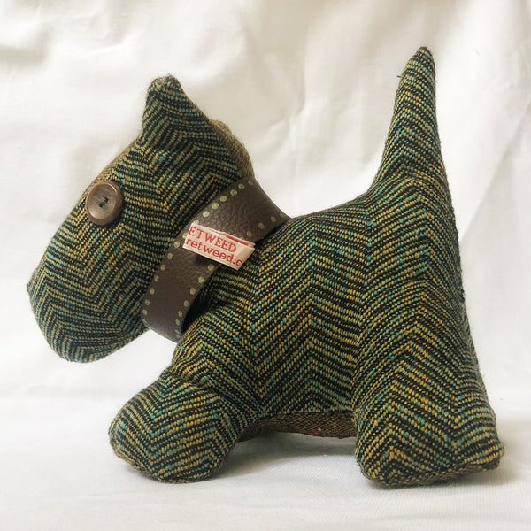 Scottie Dog -  Brown, green and blue Tweed