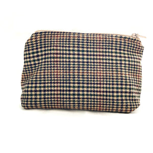 Tweed check cosmetic bag