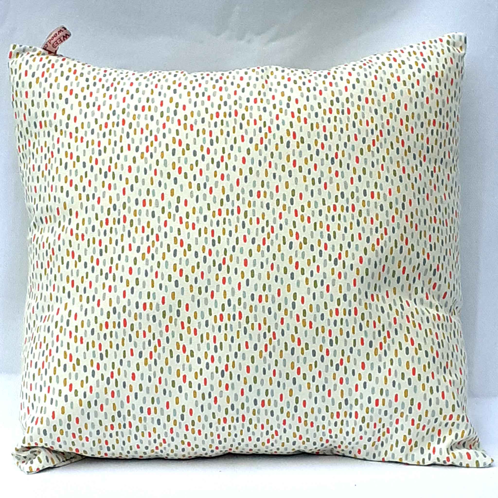 Handmade white dotty envelope cushion